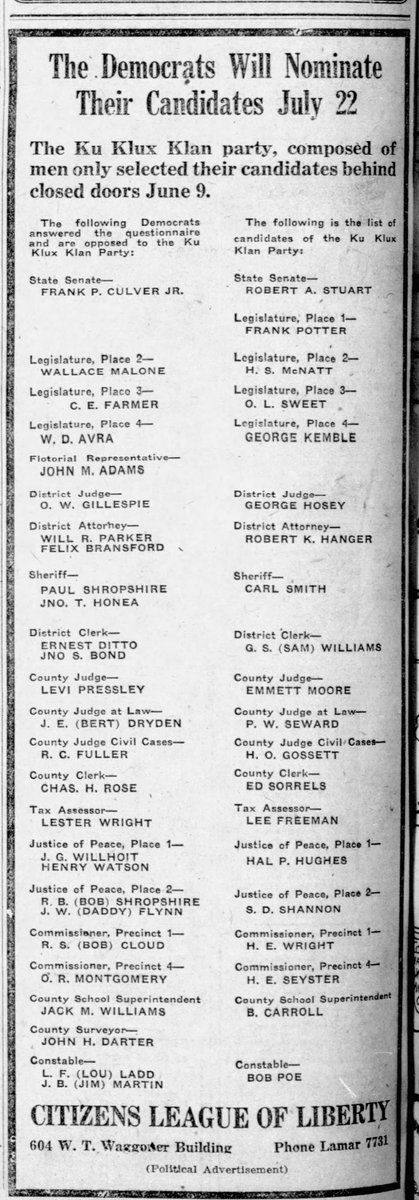 In 1919, white men voted to raise their property taxes to build a school and named it after B. E. Carroll, Tarrant County’s superintendent of public instruction—a country educator and elected official who, seemingly unbeknownst to residents today, was backed by the Ku Klux Klan.