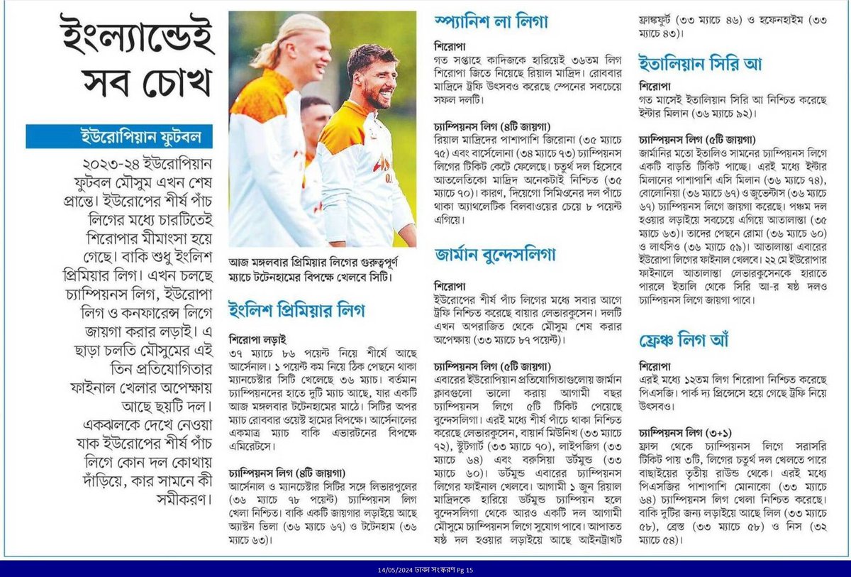 ইংল্যান্ডেই সব চোখ... #SportsNews #Bangladesh #Newspaper #PremierLeague #ManCity #TottenhamHotspur #Arsenal @premierleague @ManCity @Arsenal @SpursOfficial