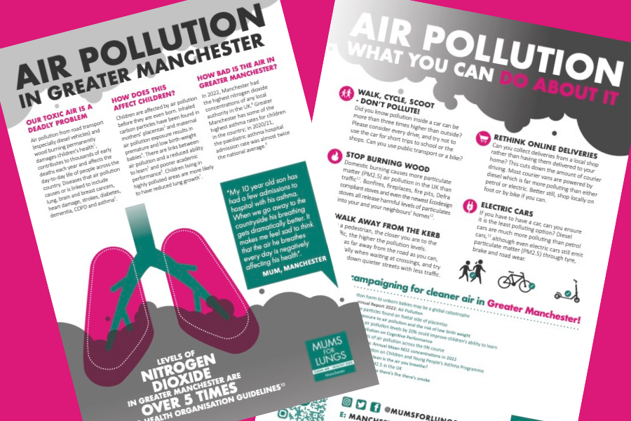 MumsForLungs's tweet photo. Hot off the presses: our #GreaterManchester #AirPollution flyer. If you'd like some for free, you can order them via the link, or download them from our Resources page on our website. 
https://t.co/XKuxKYcOlX
https://t.co/ZxgYFawWPr https://t.co/SPscPRv9uU