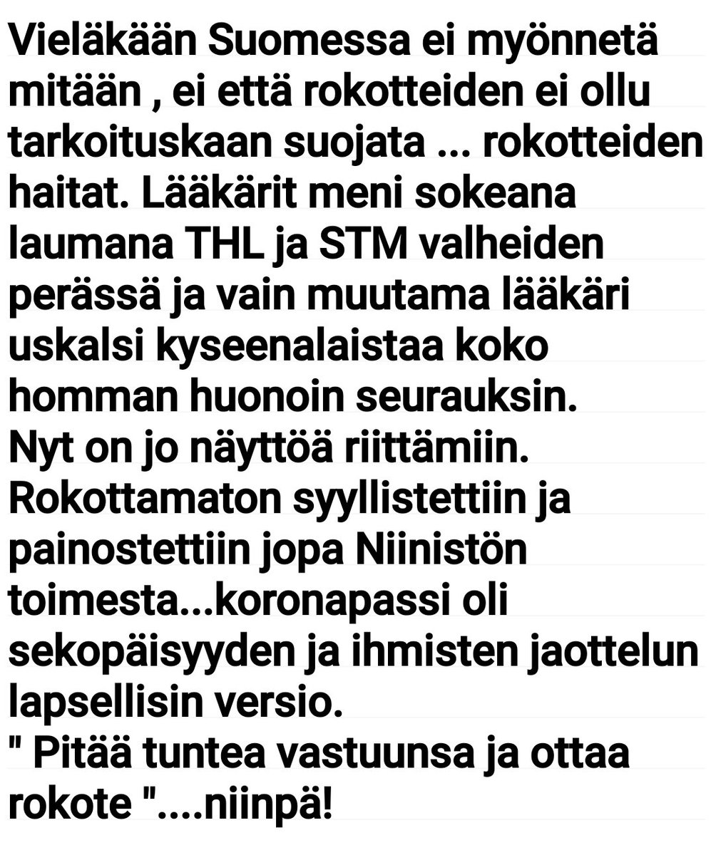 Rokotetu sitä virusta levitti , ei terveet rokottamattomat .
Itse sai tartunnan rokotetulta meitä oli osastolla 12 olin ainoa rokottamaton lääkärin sanojen mukaan lievin . Rokote ei anna suojaa edes lievään tautiin tämäkin tuli todistetuksi