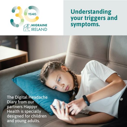 Managing #migraine effectively starts with understanding your #triggers and #symptoms. The Digital Headache Diary from our partners @HappyrHealth is specially designed to help #children and #youngadults. shorturl.at/ejHJ2 #notjustaheadache #migraineireland #headachediary