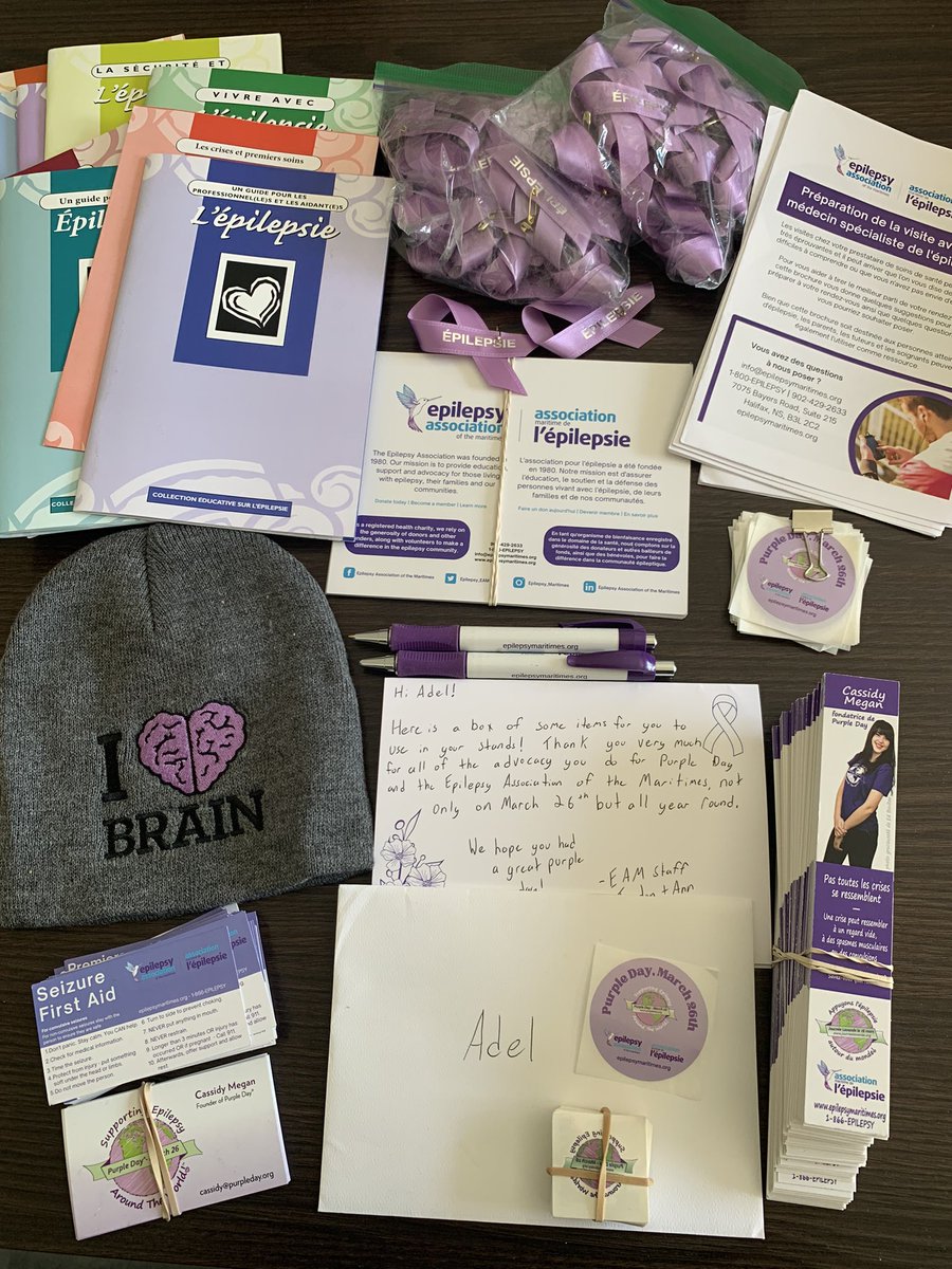 Sorry for my absence but my daughter had many #seizures 🥹Today I received a package with posters, information cards and ribbons to use for my future stands 🤩 Thank you EAM for encouraging me to keep on advocating for #epilepsy #EpilepsyVoices @PurpleDay #Epilepsyambassador 💟