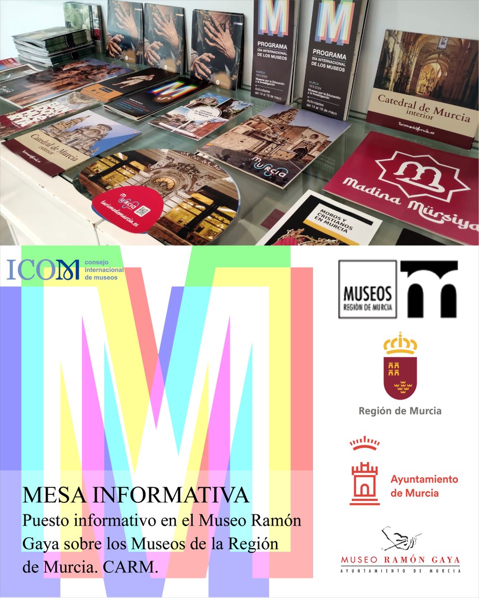 MESA INFORMATIVA
Puesto informativo en el Museo Ramón Gaya sobre los Museos de la Región de Murcia. CARM.
@MuseosRegMurcia @AytoMurcia #Murcia 
@IcomEsp #DíaInternacionalDeLosMuseos #DIM2024 #NocheEuropeaDeLosMuseos #Nuitdesmusees #NDM2024