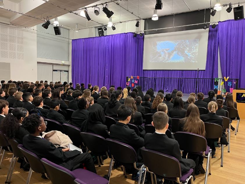 Assembly at @GACoventry this morning, raising awareness around the dangers of knife crime. First of four this week! 

#neverintoodeep. Change is always an option. 

#CIRV #Coventry #Westmidlands #Police #Violence #lifeorknife