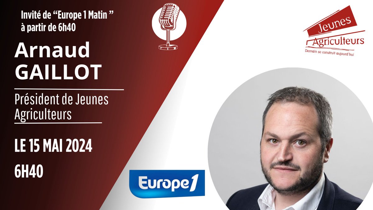 ❗❗🎙 @gaillot_arnaud sera en direct sur @Europe1 ce mercredi 15 mai à partir de 6h40