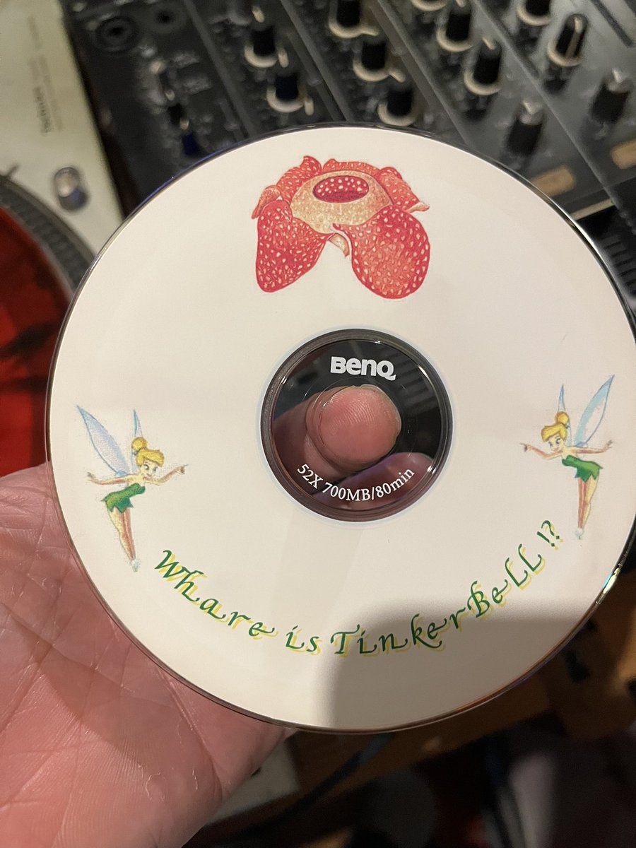 謎の未開封CD-R、開けたら盤面こんなだった。speedcoreとかヒンディ系の曲とか、トランスぽいのとかもMIXされてたけど全体的にめちゃくちゃハードコアなDJ mixでした。今の時代に無い荒さが最高なんやけど、誰の作品か調べようが無い🥲誰か同じの持ってる人居ないかな？ タグの雰囲気からEVで購入かも