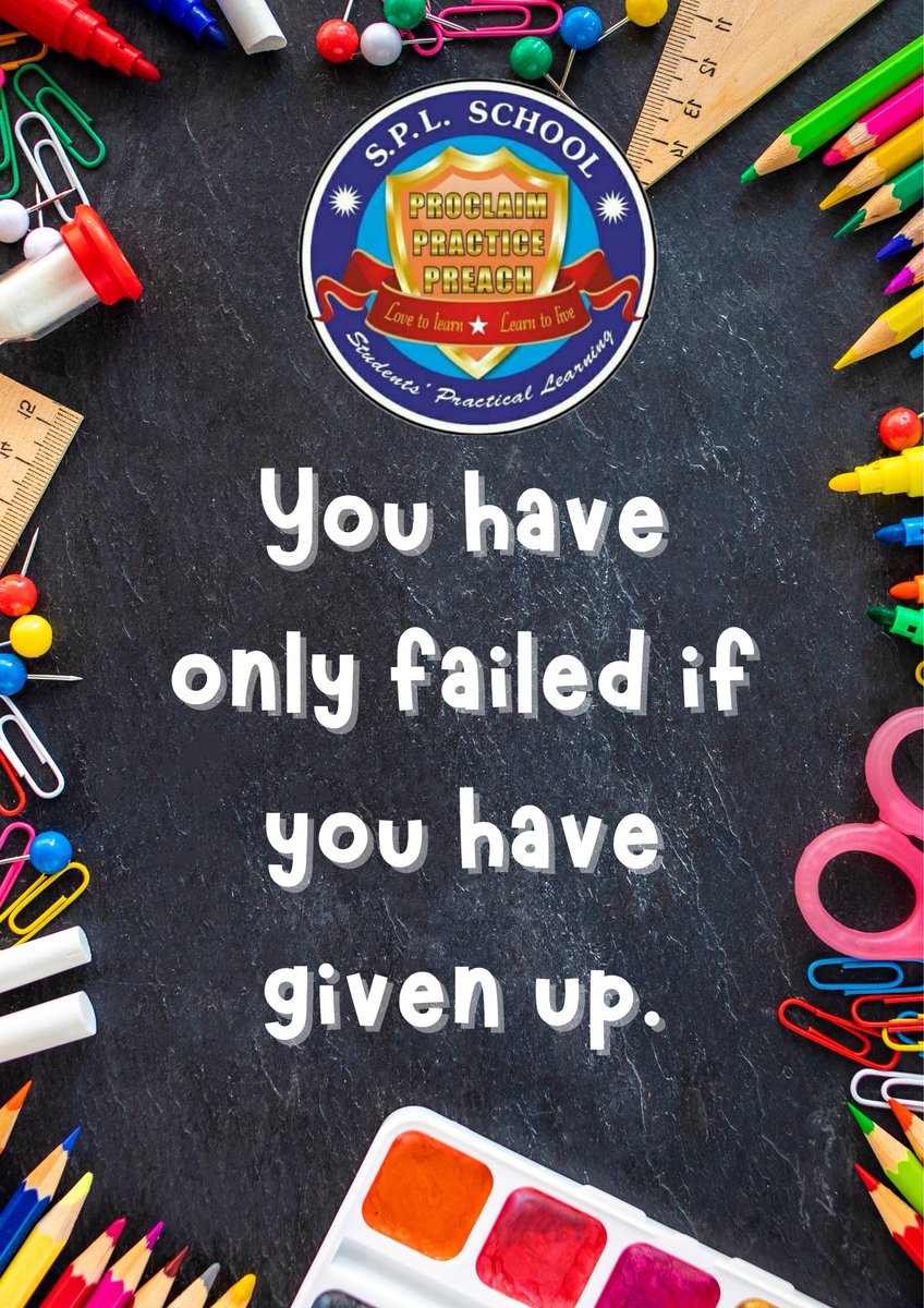 You have only failed if you have given up.
.
.
#SPLSchoolAdmissions
#2024Admissions
#LoveToLearn
#LearnToLive
#EducationalVision
#EmpoweringStudents
#InclusiveEducation
#StudentSuccess
#FutureLeaders
#AdmissionOpen
#AcademicExcellence
#DiverseLearning
#SupportiveCommunity