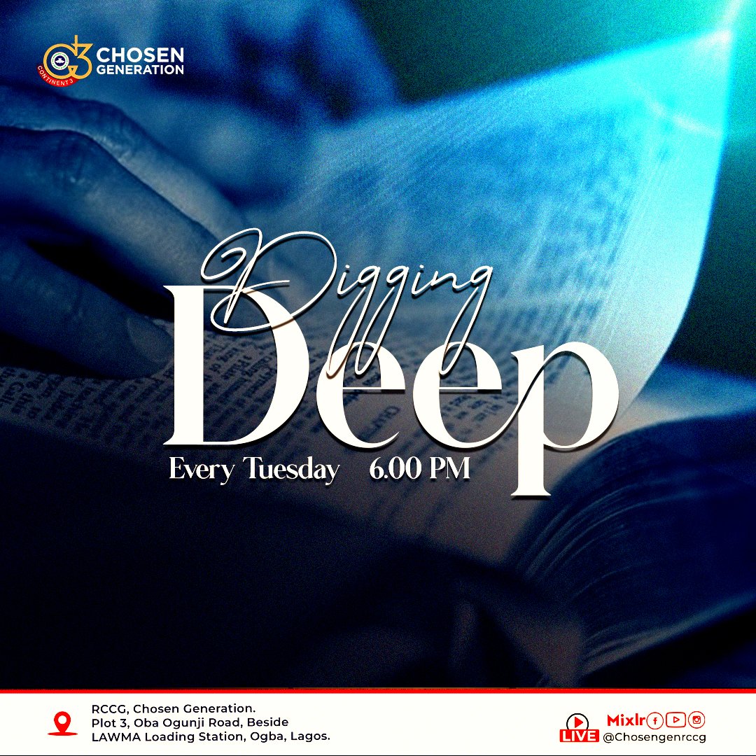 The word of God is life-transforming! 

Come explore the inexhaustible treasure of the Word, and encounter the beauty and power of our Father today at 6pm!

#infallibleproof #yearofflourishing #evidencedey #rccgchosengeneration #diggingdeep