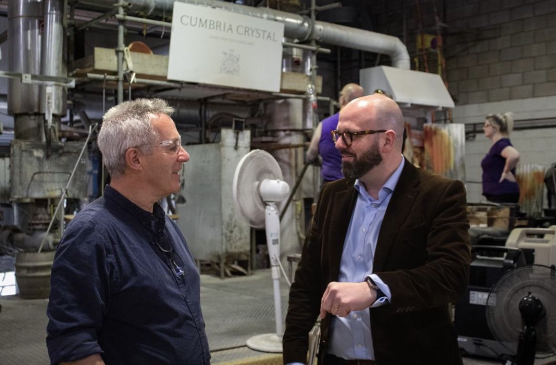 A recent visit from Simon Fell MP to discuss Cumbria Crystal and how the government can assist businesses recognised as being endangered, or critically endangered, British heritage crafts.

<a href="/simonfell/">Simon Fell</a> <a href="/MadeinBritainGB/">Made in Britain</a> #britishheritage #endangered