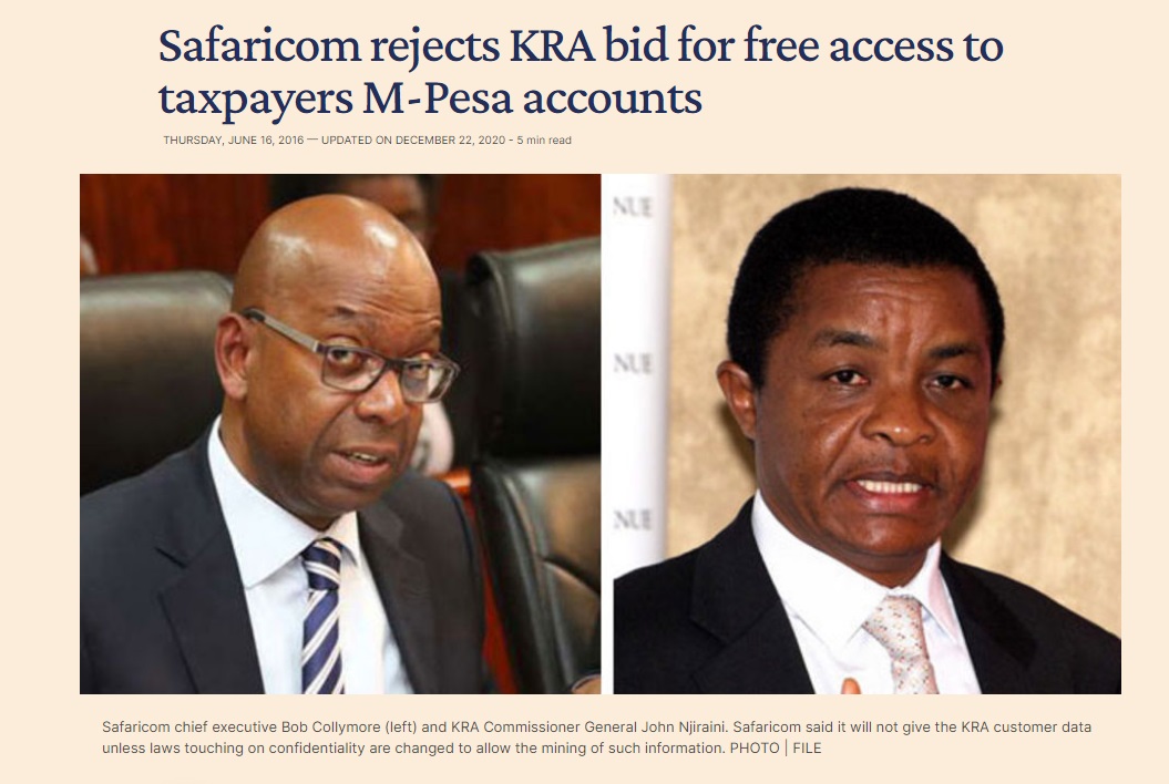 Safaricom has been rejecting KRA requests to access Mpesa for a long time. With the new Financial Bill 2024 proposal, will they fold? 'KRA is a separate business entity and Safaricom and M-Pesa specifically are different business entities and when you separate business entities