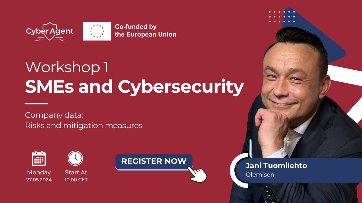 CyberAgent project (@cyberagenteu) on Twitter photo ๐ข๐๐ง๐ญ๐ซ๐จ๐๐ฎ๐๐ข๐ง๐ ๐จ๐ฎ๐ซ ๐ฌ๐ฉ๐๐๐ค๐๐ซ ๐๐๐ง๐ข ๐๐๐ง๐ข ๐๐ฎ๐จ๐ฆ๐ข๐ฅ๐๐ก๐ญ๐จ: ๐๐๐ญ๐ ๐๐ฅ๐ฅ-๐๐จ๐ฎ๐ง๐๐๐ซ ๐๐ง๐ ๐๐๐ ๐๐๐ง๐๐ซ๐๐ฅ๐ข๐ฌ๐ญ
Join us to learn more about company data, risks and mitigation measures.โ
๐๐๐ ๐ข๐ฌ๐ญ๐๐ซ ๐ก๐๐ซ๐: t.ly/F28Bj ๐ข๐๐ง๐ญ๐ซ๐จ๐๐ฎ๐๐ข๐ง๐ ๐จ๐ฎ๐ซ ๐ฌ๐ฉ๐๐๐ค๐๐ซ ๐๐๐ง๐ข ๐๐๐ง๐ข ๐๐ฎ๐จ๐ฆ๐ข๐ฅ๐๐ก๐ญ๐จ: ๐๐๐ญ๐ ๐๐ฅ๐ฅ-๐๐จ๐ฎ๐ง๐๐๐ซ ๐๐ง๐ ๐๐๐ ๐๐๐ง๐๐ซ๐๐ฅ๐ข๐ฌ๐ญ
Join us to learn more about company data, risks and mitigation measures.โ
๐๐๐ ๐ข๐ฌ๐ญ๐๐ซ ๐ก๐๐ซ๐: t.ly/F28Bj