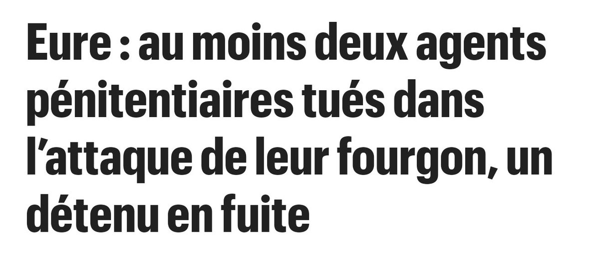 Deux agents de la pénitentiaire abattus ce matin par des voyous. Plusieurs autres blessés. L'ensauvagement du pays, c'est tous les jours. l'État bafoué, c'est tous les jours. Que ces 2 agents lâchement assassinés reposent dans la paix. Soutien aux familles. @RN_Nice06