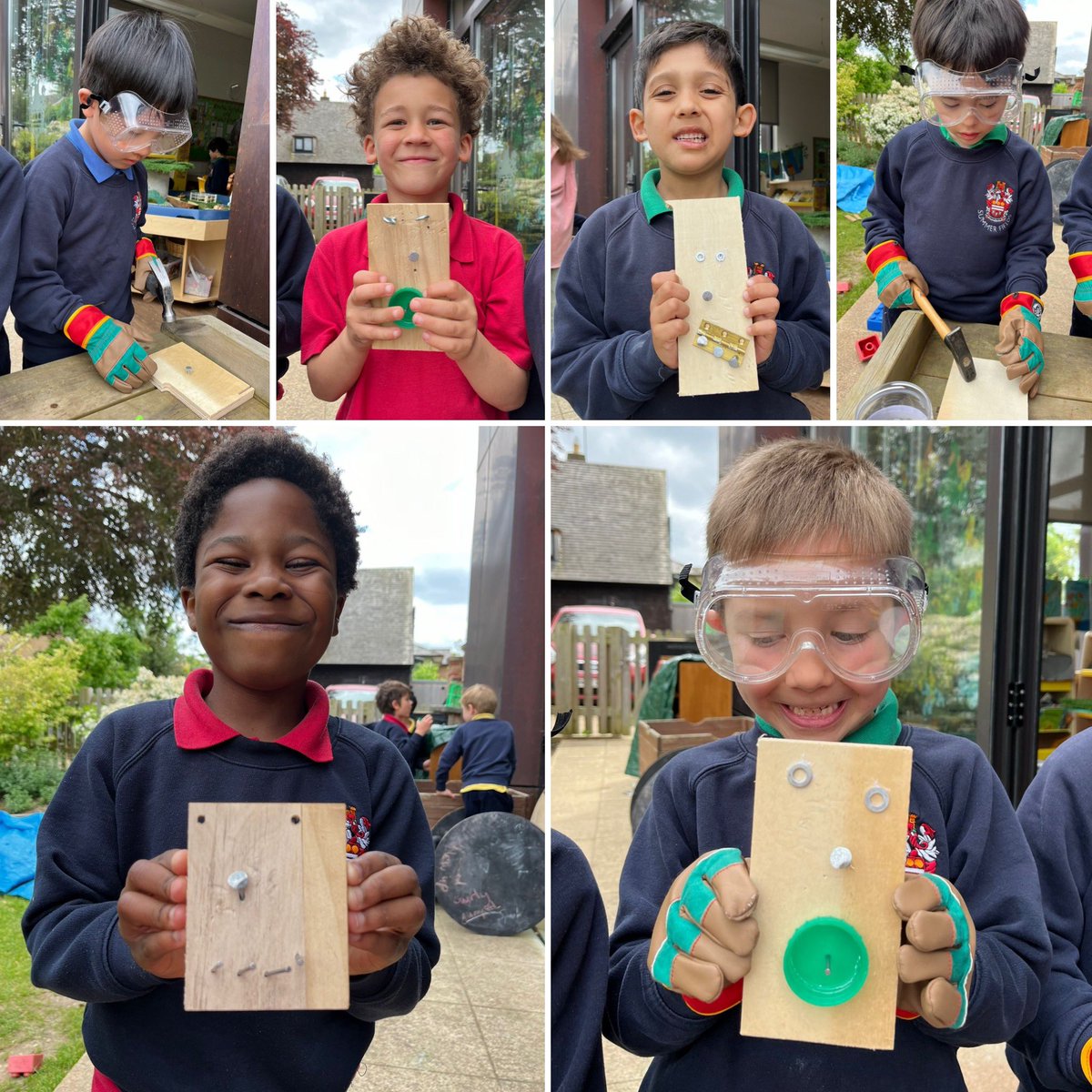 Some of the Maple Class boys donned their safety goggles to make robot faces as part of their woodwork task this week! #preprep
