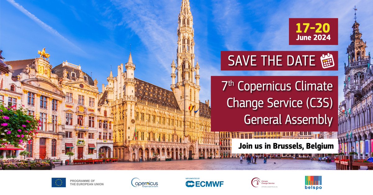 📢 You're still on time to register online 👇 Join us in the 7th #C3S General Assembly & listen to engaging sessions from C3S service providers, EU representatives, & partner organisations. 🗓️17-20 June ▶️ climate.copernicus.eu/7th-c3s-genera…