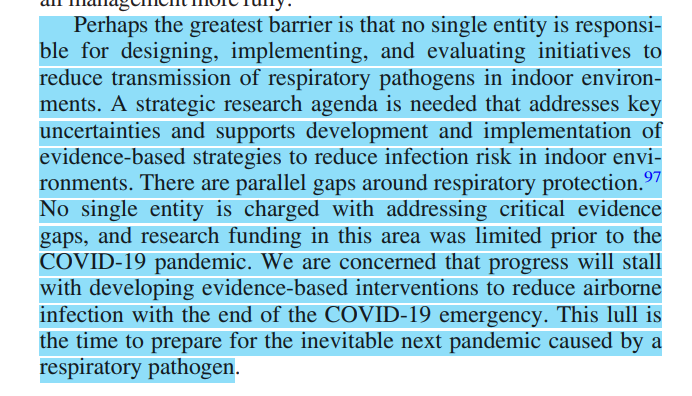 From yesterday's paper on solutions to reduce (but not eliminate) airborne pathogen infection risks in indoor environments Greatest barrier - no one is responsible for doing so & no one is demanding action at a national level Problems are never solved by ignoring them - NEVER.