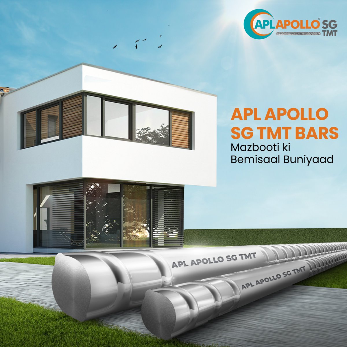 Redefining strength in construction. Say goodbye to cracked walls and collapsed roofs. With #APLApolloSGTMT bars, your home remains unyielding, a testament to the unmatched durability of superior #TMTbars. Choose #durability, choose #APLApollo #SGTMTbars.