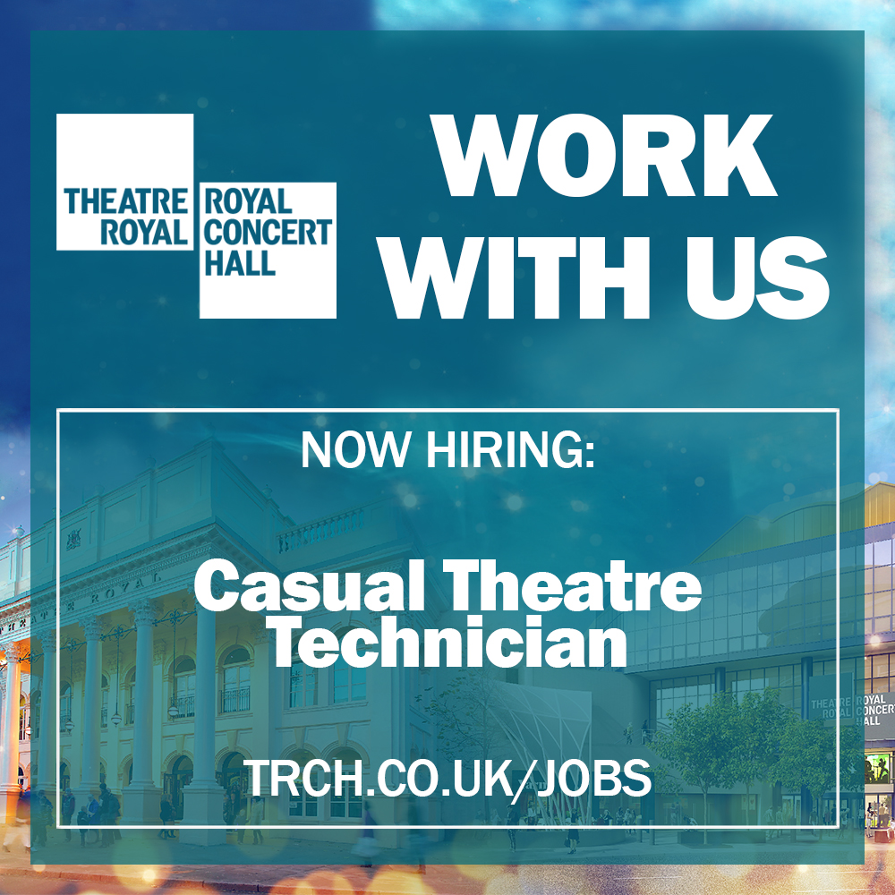 Are you an experienced Theatre Technician? We're now looking for people to join our pool of casual technical staff, supporting a wide range of performances &amp; events held at the Theatre Royal &amp; Royal Concert Hall

Info &amp; to apply 👉  trch.co.uk/jobs/
Closing: Fri 31 May
