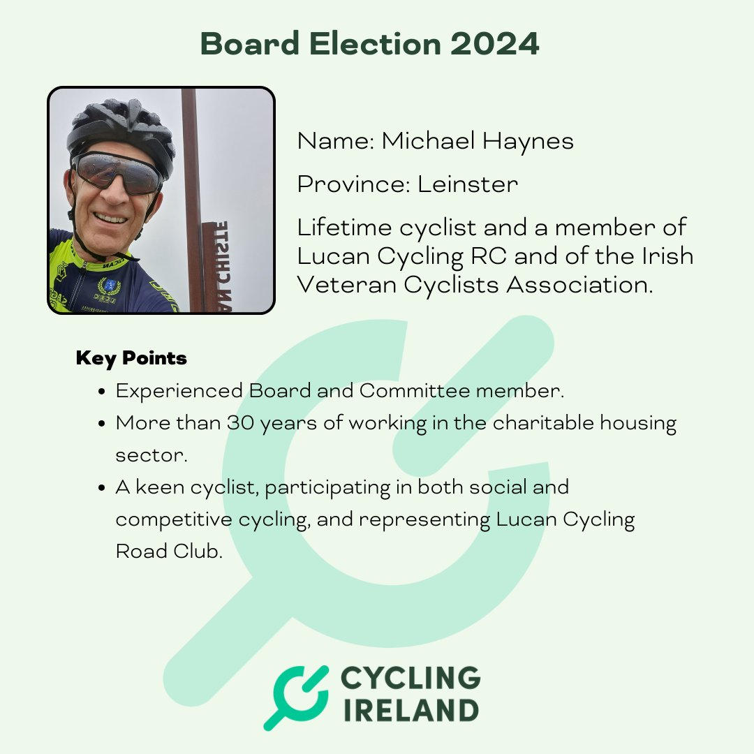 Meet the four candidates who have been nominated for election to the Cycling Ireland Board at the upcoming AGM.