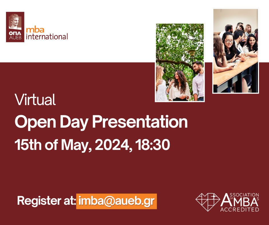 📌Don’t miss tomorrow’s MBA International Virtual Open Day at 18:30!
 
Find out more at:  imba.aueb.gr/events/virtual…
 
📩Register at: imba@aueb.gr
 
#openday #mbaingreece #ThisIsThe_i_MBA_Athens #studyingreece #mba #athensgreece #MBAinternational #AUEB