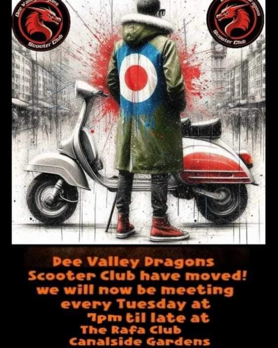 We host the Dee Valley Dragons Scooter Club again tonight, the Club will be open from 7pm 😁

All welcome 🍺🍷🛵

#llangollenwales #llangollencanal #llangollen #Denbighshire #scooterlife