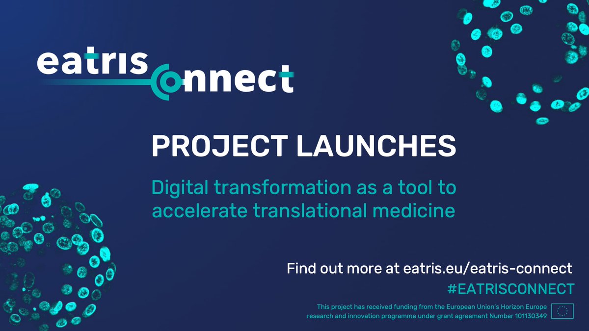 The #EATRISCONNECT project has launched! This 3-year project brings together 21 organisations to accelerate translational medicine through digital transformation. It is backed by a budget of €3.9m from the Horizon Europe programme. 👉 Find out more here: eatris.eu/news/eatris-co…