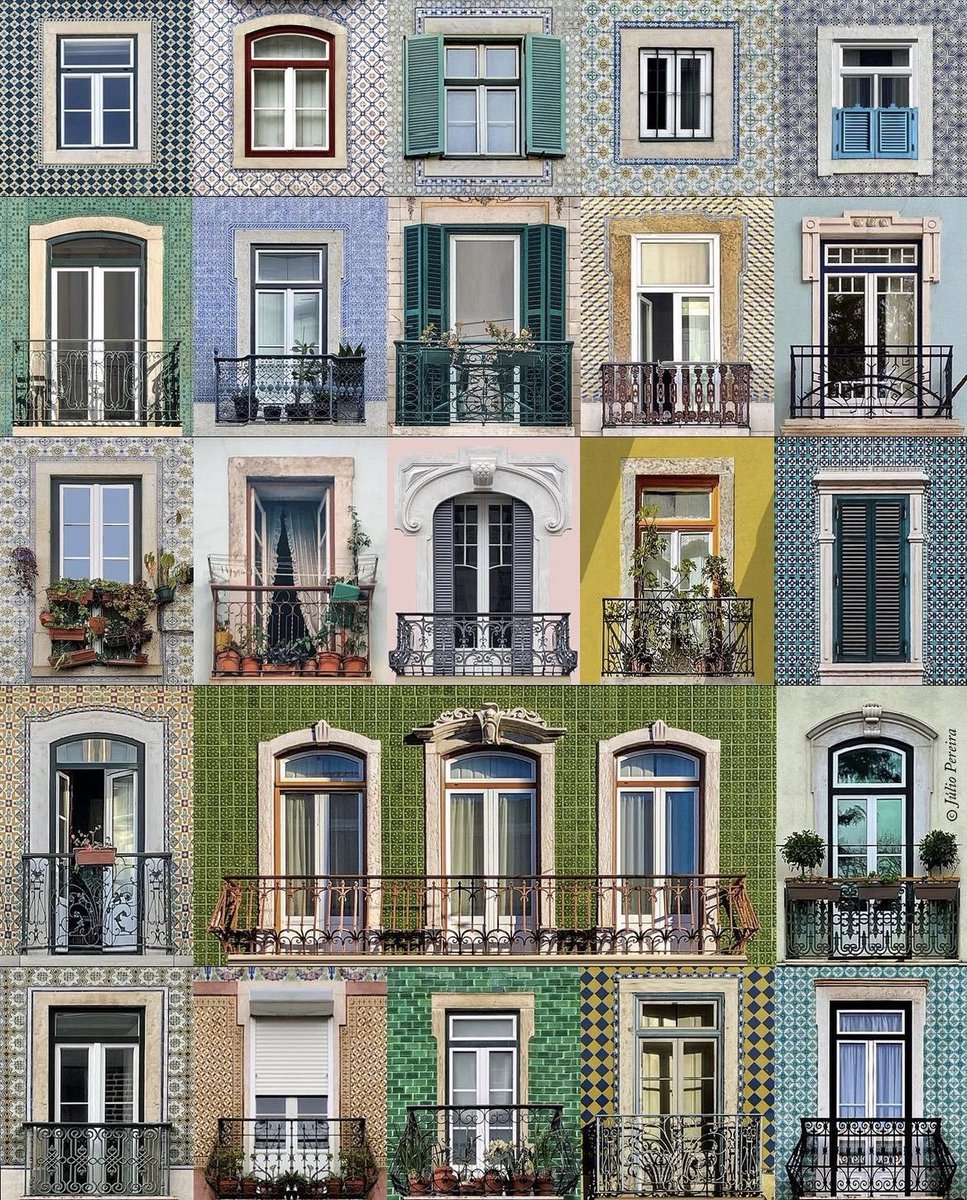 Ventanas y balcones lisboetas. Collage. 📸 Julio Pereira. ❤️