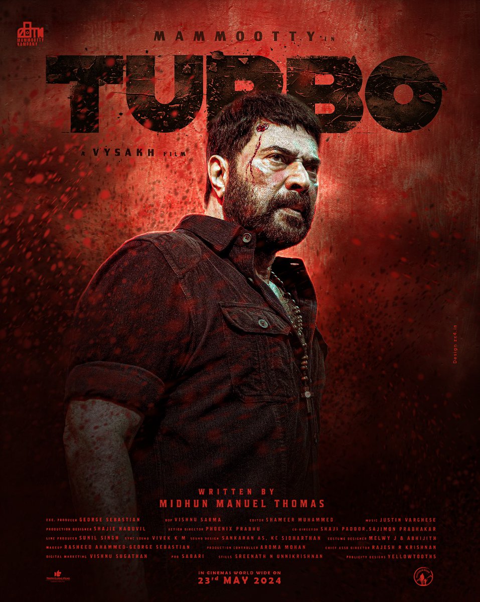 #Turbo censored with U/A Run time 2 hrs 35 mins Update on advance bookings on the way!!! @mammukka @Truthglobalofcl @DQsWayfarerFilm #Mammootty #TurboFromMay23