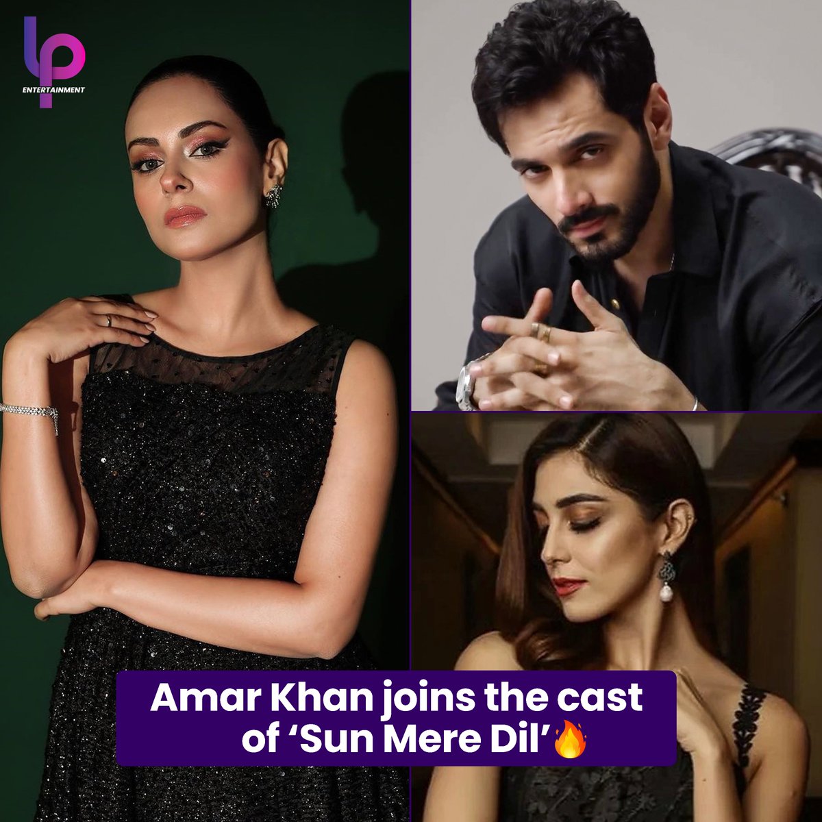 Much awaited upcoming drama serial 'Sun Mere Dil' has just got bigger and better as Amar Khan also joins the cast of the drama. Promos releasing soon on Geo Entertainment TV. 🔥🙌 #WahajAli #MayaAli #UsamaKhan #HiraMani #AmarKhan #UpcomingDramas #LPEntertaiment