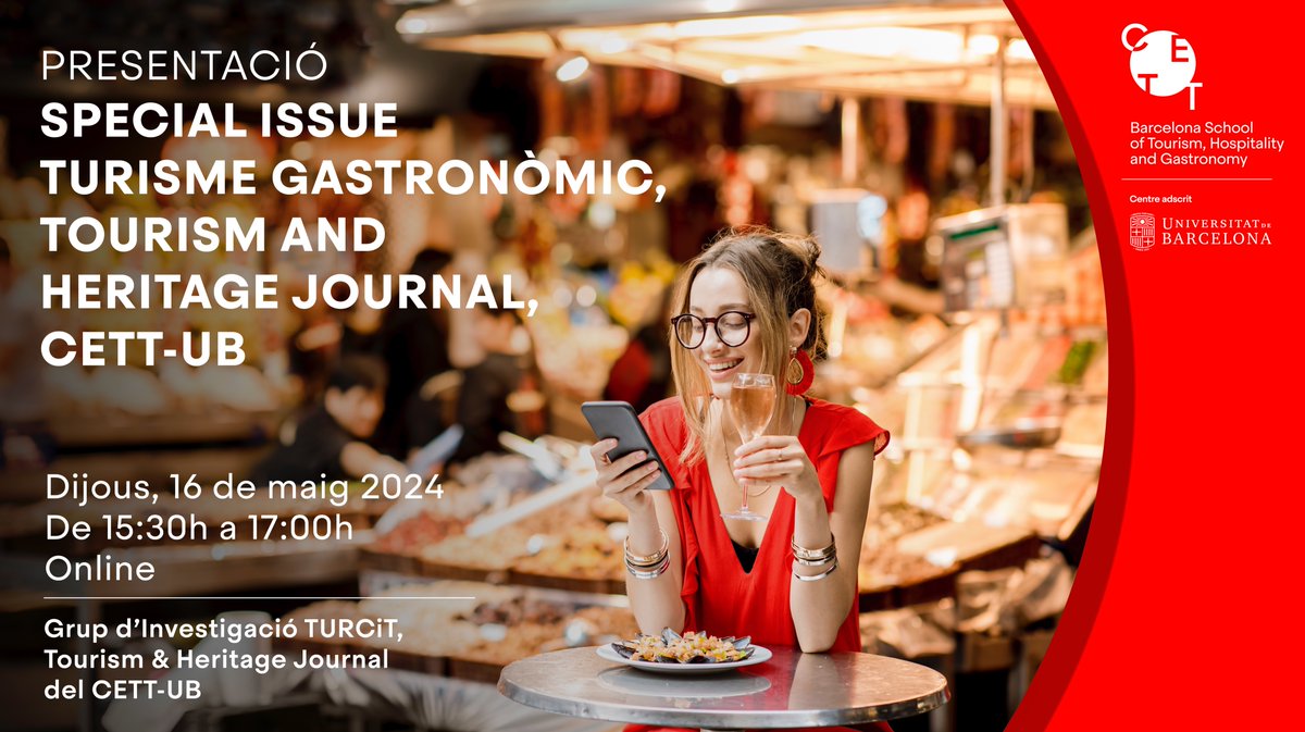 📢 Os invitamos a la presentación de nuestro quinto volumen dedicado al turismo gastronómico este jueves 16 de mayo a las 15:30, donde podéis conocer y conversar con los autores 👥

Podéis acceder a la presentación a través de este enlace: teams.microsoft.com/l/meetup-join/…