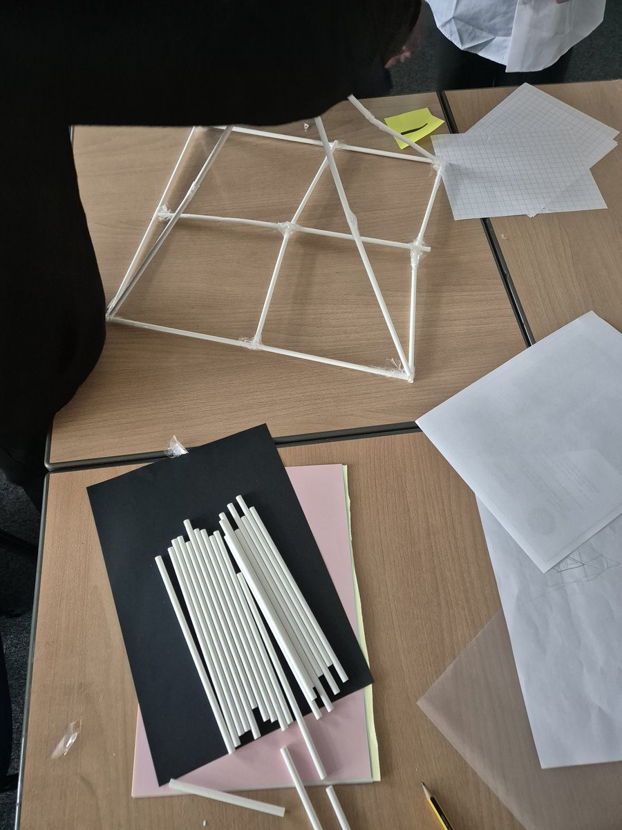P7 #Numeracy and #Literacy day at @DouglasAcad where pupils are building the Lourve or Eiffel Tower our of straws and sellotape.