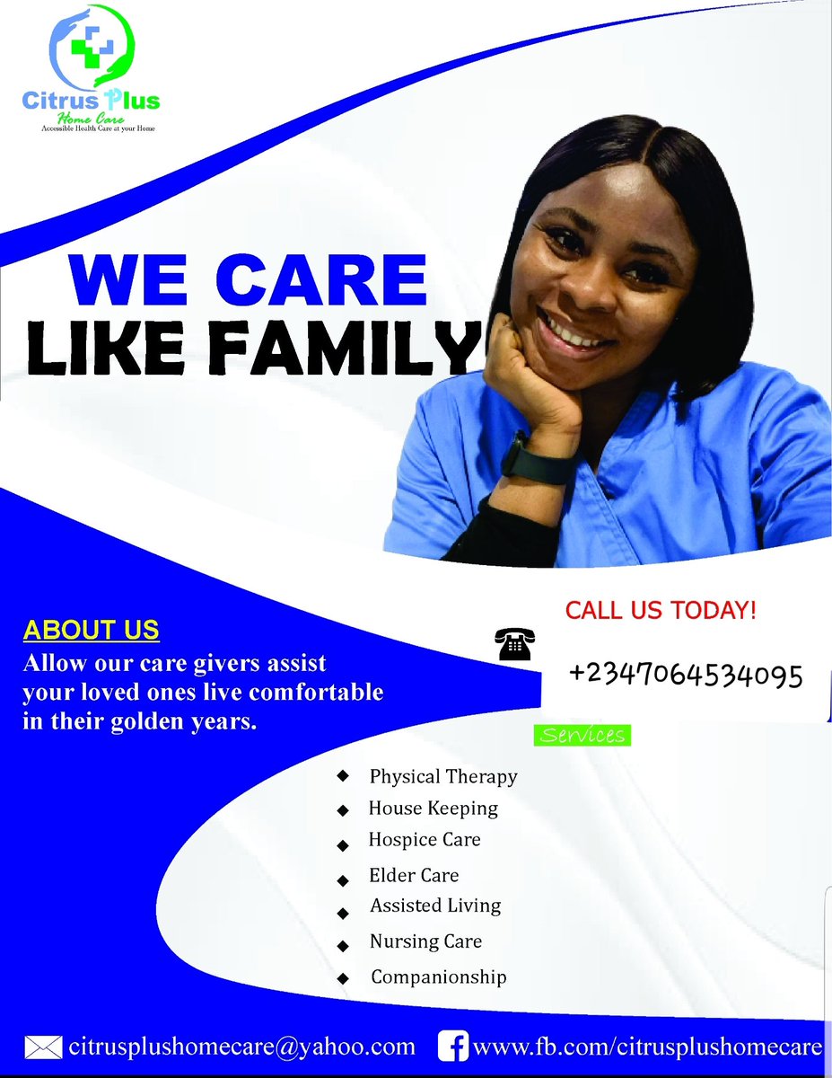 @ruffydfire I run a homehealth care  Company , we have highly trained and registered Nurses, CHEWS, nursing assistants and Caregivers ....give us a call today