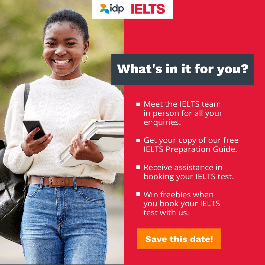 IDP IELTS is joining the #idpstudytour 
Swipe to view what's in for you and register now to meet us.

Exciting times ahead😁

Who is ready?

Secure your spot now: 
bit.ly/3QBQaEB

#ieltsbyidpghana #idp #IELTSbyIDP #StudyGoals #IELTSbyIDPApp #ThinkIELTSThinkIDP