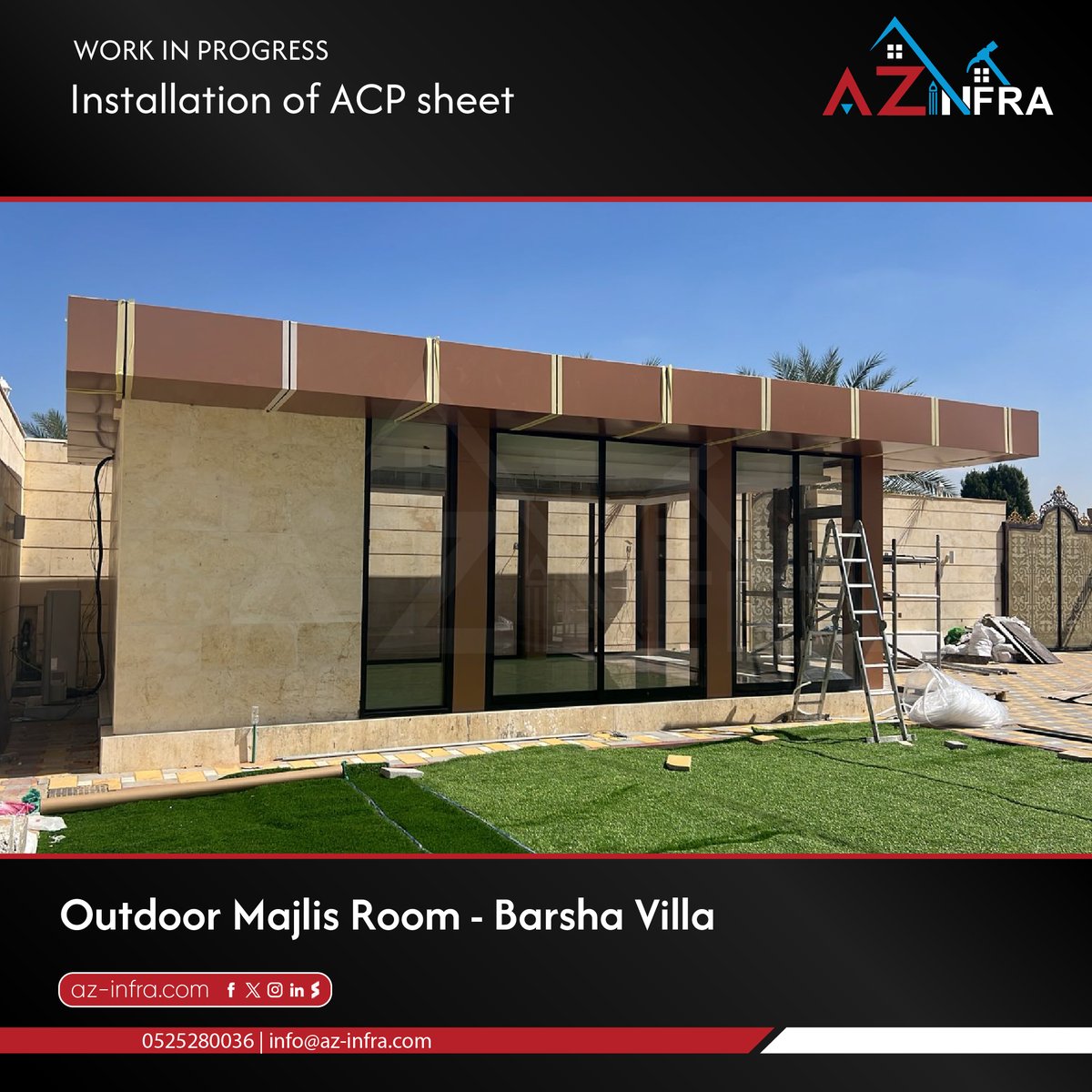 A majlis is a must have at every villa in UAE. A place where you host your guests and family. Check out this super #ACPSheet installation for our client in #Barsha who got this awesome outdoor Majlis room done. 

Need something similar ? Get in touch on : 0525280036