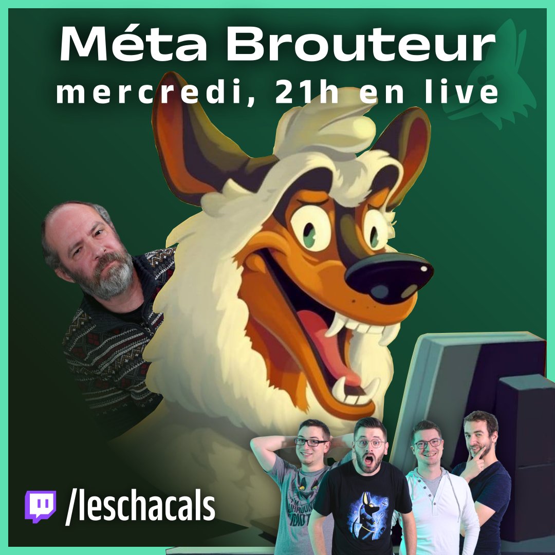 Hello les amis ! Demain soir, on reçoit @Metabrouteur en #live sur #twitch 😁 Vous pourrez lui poser vos questions à partir de 21h. À demaiiiiiiiiiiiin ! ➡️ twitch.tv/leschacals