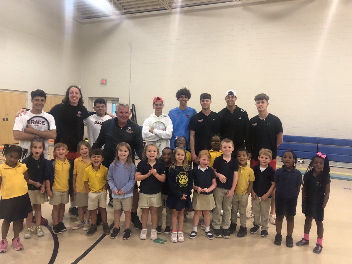 A great Champions of Character event yesterday for @GraceLancers Men’s Tennis program in Mobile, AL! All the best to Head Coach Andy Lewis & the men as they begin play in the NAIA National Championship today! #LancerUp #MakeHIMknown