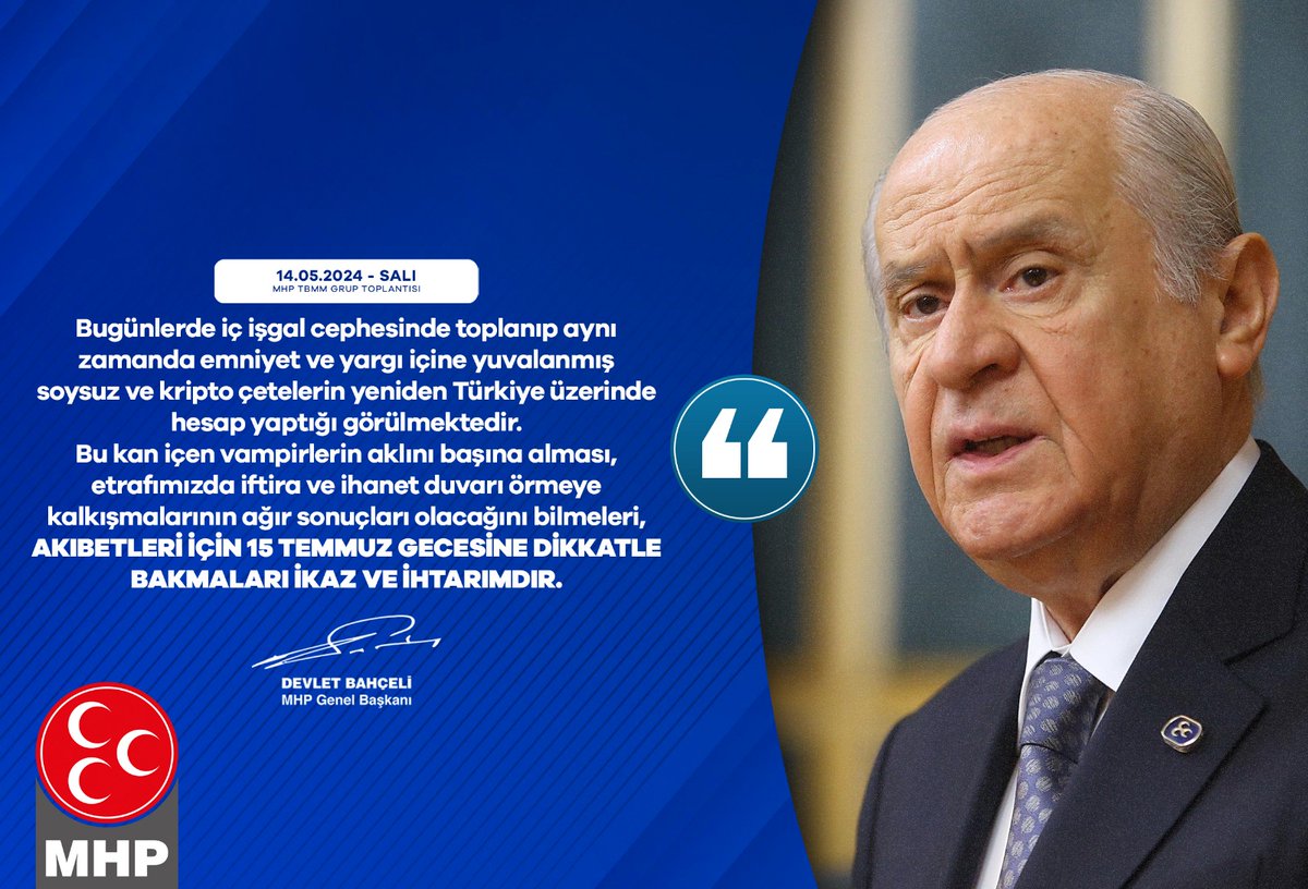 Bugünlerde iç işgal cephesinde toplanıp aynı zamanda emniyet ve yargı içine yuvalanmış soysuz ve kripto çetelerin yeniden Türkiye üzerinde hesap yaptığı görülmektedir. Bu kan içen vampirlerin aklını başına alması, etrafımızda iftira ve ihanet duvarı örmeye kalkışmalarının ağır