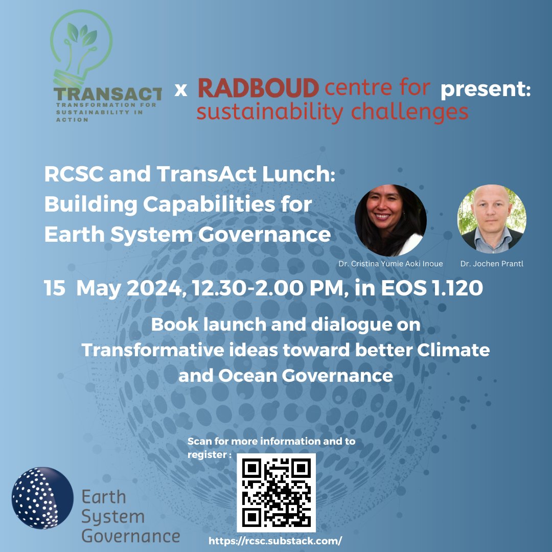 Earth System Governance Project (@esg_project) on Twitter photo Join tomorrow's book launch & dialogue on transformative ideas for climate & ocean governance! 📕👏
Building Capabilities for Earth System Governance, 15 May <a href="/Radboud_Uni/">Radboud University</a> & online, 12:30-14:00 (CET).
Registration: tinyurl.com/3unjjfc5
Book: tinyurl.com/4e7ps7na Join tomorrow's book launch & dialogue on transformative ideas for climate & ocean governance! 📕👏
Building Capabilities for Earth System Governance, 15 May <a href="/Radboud_Uni/">Radboud University</a> & online, 12:30-14:00 (CET).
Registration: tinyurl.com/3unjjfc5
Book: tinyurl.com/4e7ps7na