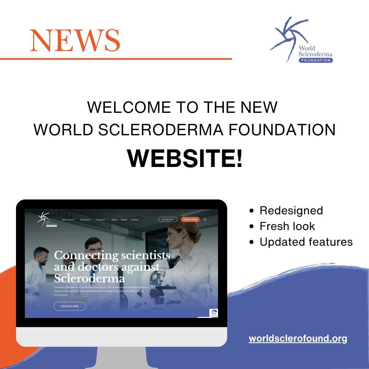📣 Big Changes, Same Mission! 🌐 After months of dedication and hard work, we are proud to launch our redesigned website, a vital step in our journey of innovation and engagement with the scleroderma Community. worldsclerofound.org