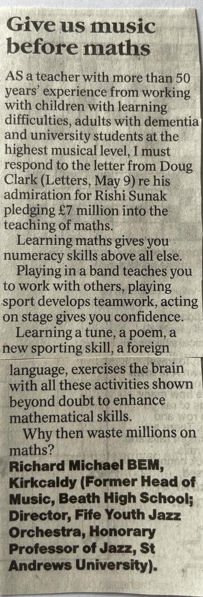 Not often I write to the papers but yesterday the Herald published this ......