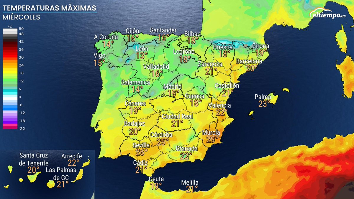 #ElTiempoHoy La cercanía de una #borrasca sigue dejando inestabilidad en el tercio norte peninsular, con lluvias y chubascos. Por la mañana podrán destacar en la costa catalana. Nieve a 1500 m en la Cantábrica y Pirineos. Nuevo descenso térmico, pero sigue el calor en el sureste.