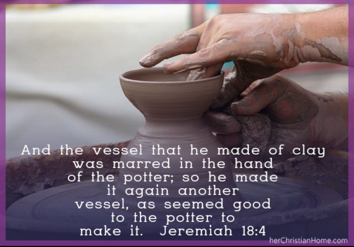 💜Good Morning Fishers of Men⚓️ 🕊Experiencing life~such a humbling thought to realize God’s pattern is often marred because I’m not pliable and I offer up to Him clay that is stiff with pride and stubbornness. Oh to watch my Potter work in wisdom and skill to manipulate the clay…