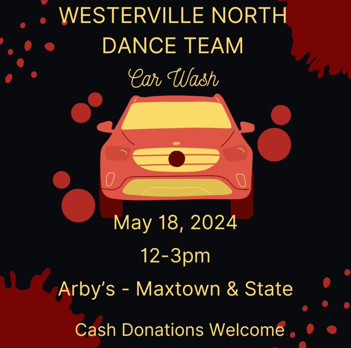 ✨ Join us for our sparkling car wash fundraiser to support our amazing dance team! 🚗 Swing by Arby’s on North State Street this Saturday, May 18th to get your car washed and support our upcoming season! 💃🏻