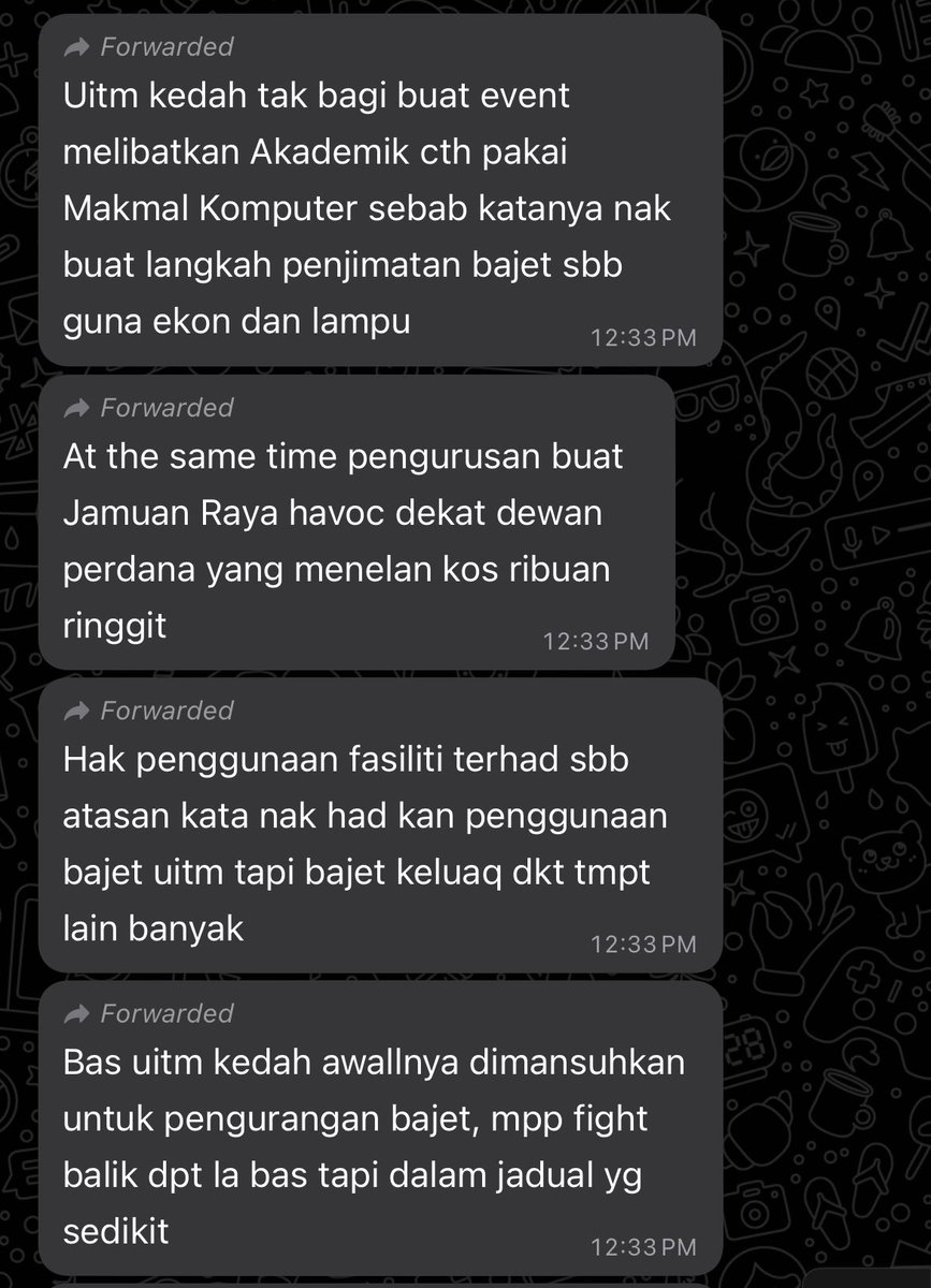 Sebagai Naib Pengerusi @msiswakeadilan, aku dapat beberapa aduan daripada mahasiswa UiTM.

Bayangkan aku pun tahu, takkan MPP UiTM tak tahu?

1. Masalah Pengurusan Kewangan UiTM Kedah

2/6