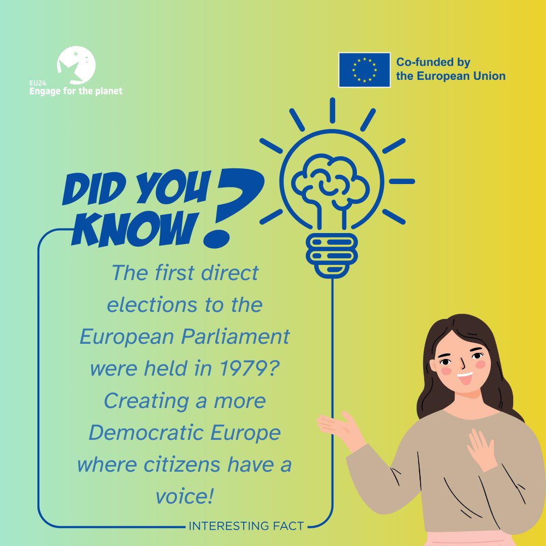 🇪🇺✨ Did you know?  
The  #EuropeanParliament held its 1st direct elections in 1979? No administrative bodies were chosen by the people.

👉🏼In 1976, the EU adopted mandating elections every 5 years. 🗳️

🌍 Embrace your #voice in European #democracy! 📮