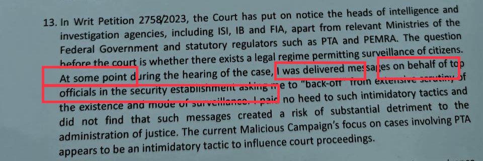 The most interesting parts of the leaked/revealed/shared/distributed part of the alleged letter by Justice Babar Sattar. Who, when, where, and how (msg delivery part) is a mystery wrapped in enigma, inside a riddle.