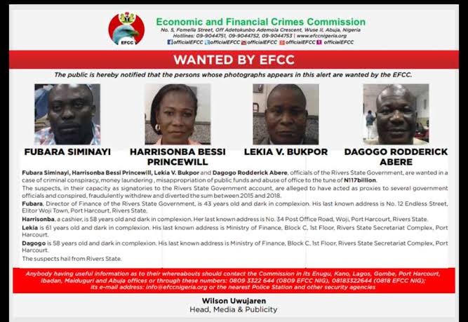 Lol FLASHBACK: The Economic and Financial Crimes Commission declared the Rivers State Accountant-General, Fubara Siminayi, and 58 others wanted for N435 billion fraud... This Fubara no wise. Rivers House of Assembly go impeach am...immunity go end and EFCC will pick him up