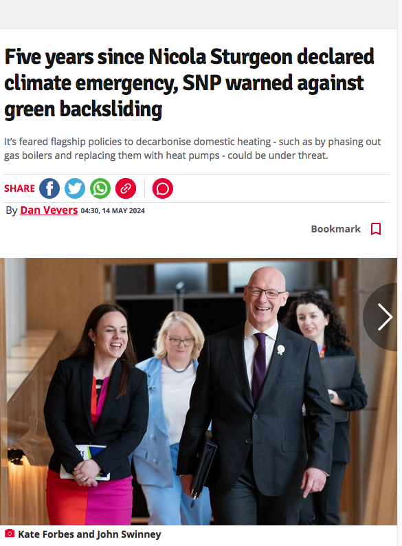 Climate failures were instrumental in the downfall of Humza Yousaf. The new @ScotGovFM must get Scotland back on track to meet our climate commitments. Delivering warm homes, good public transport and secure green jobs are popular, necessary and will improve people’s lives.