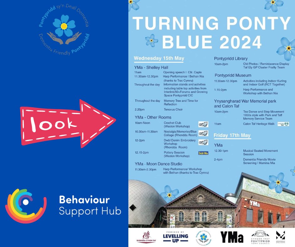 Today, we are delighted to announce our support for Turning Ponty Blue, aiming to raise awareness about dementia and back our local communities. Explore the array of events taking place in the region. #DementiaAwarenessWeek @YMaArlein @DPontypridd #DAWPONTY2024 #CTMDAW2024