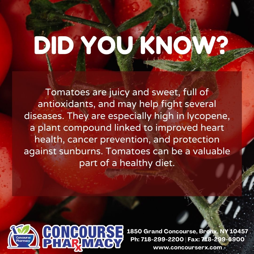 ConcoursePharm2's tweet image. Did You Know?
#Tomato #TomatoBenefits #HealthTips