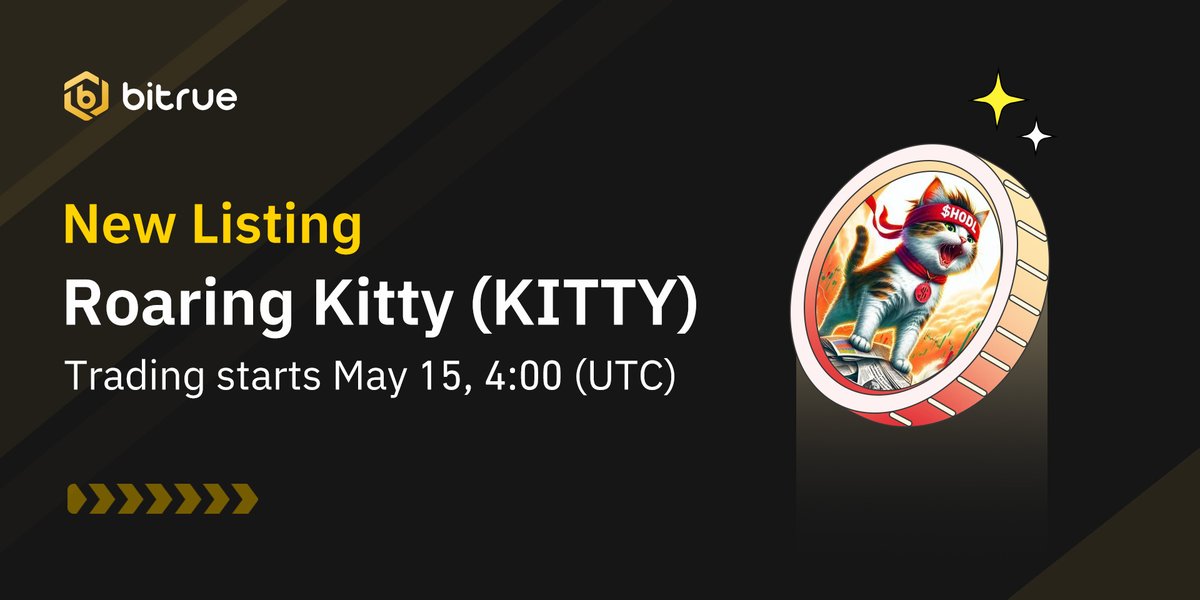🔥 New listing $KITTY is coming to #Bitrue Spot. @RoaringKSol 

🔹 Deposits opened
🔹 KITTY/USDT trading: 4:00 UTC, 15 May
🔹 ZERO trading fees for a limited time

👉 Details: support.bitrue.com/hc/en-001/arti…
